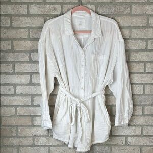 Aerie White Button-Up Jumpsuit